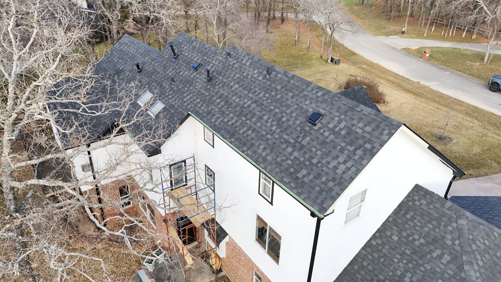 Completed Prestige roof in Black shingles