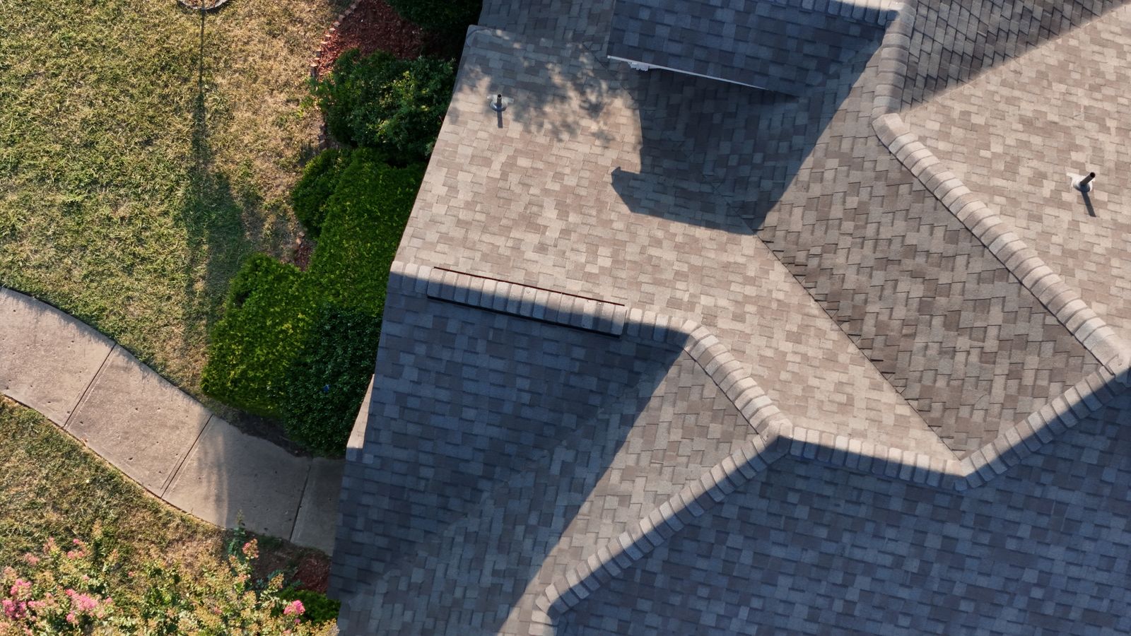 Completed Prestige roof in Weather Wood shingles
