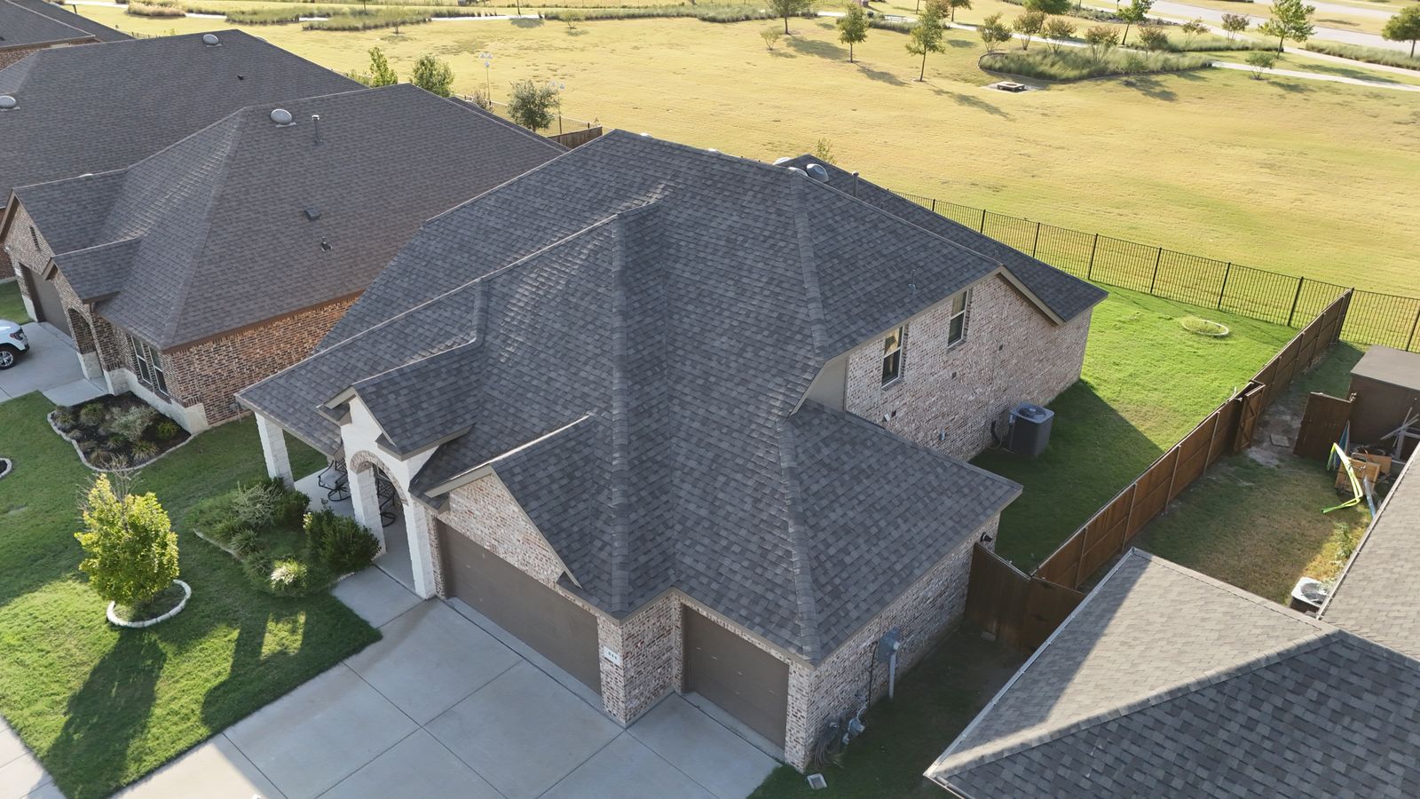 Completed Prestige roof in Weather Wood shingles