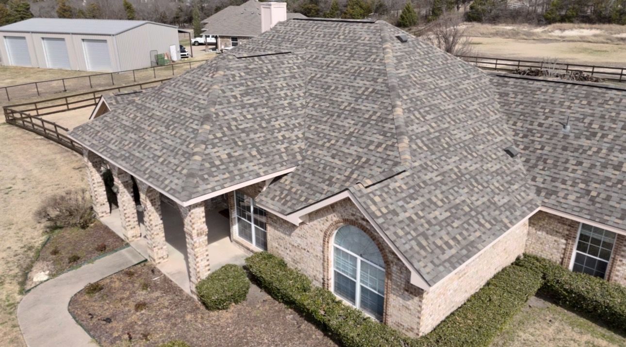Completed Prestige roof in Weather Wood shingles